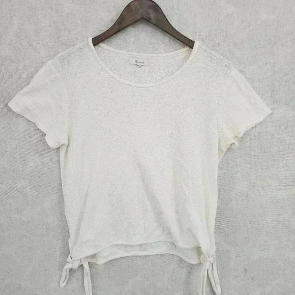 Madewell Tops - Madewell Scoop neck Short sleeve Tied Side Women's Shirt S Ivory  7993C